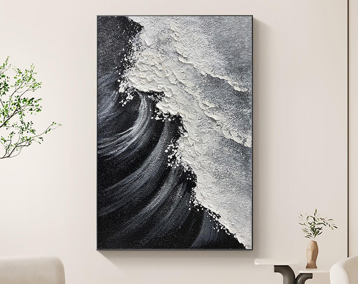 Abstract Minimalist Ocean Wave Oil Painting Art Print