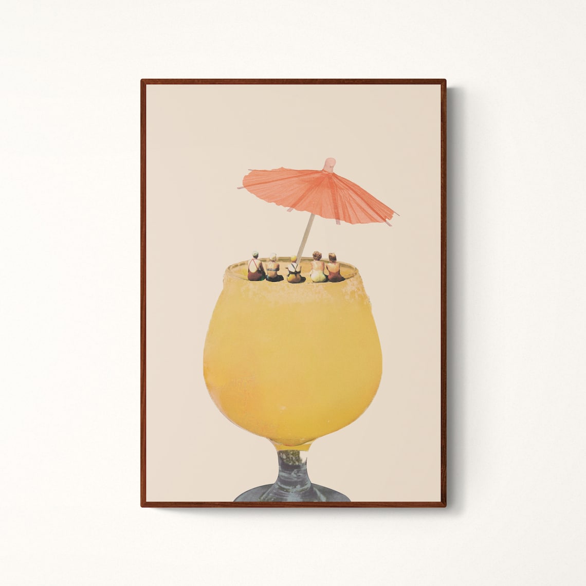 Holiday In A Glass Cocktail Art Print, Wine Bar
