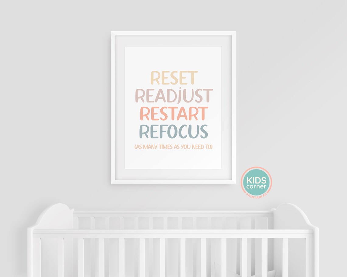 Reset Readjust Restart Refocus Boho Message Art Print - Image 3