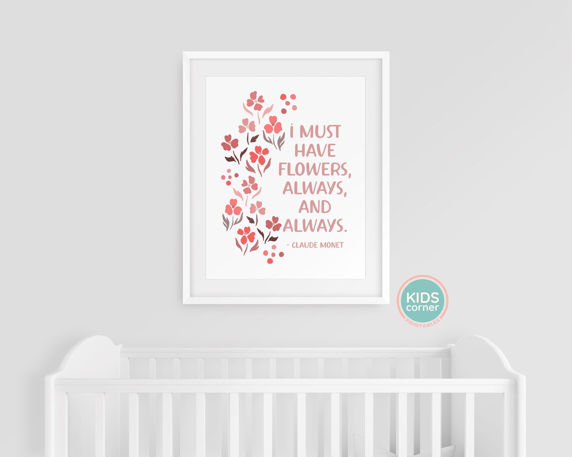 Monet Quote Art Print, Pink Flowers Phrase - Image 3