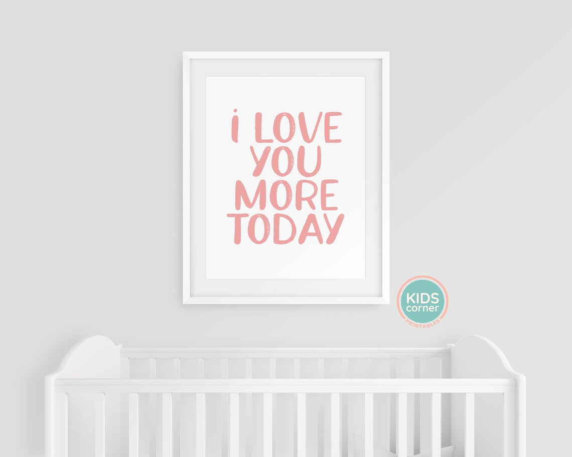 I Love You More Today Blush Pink Nursery Love Baby Room Poster - Image 3