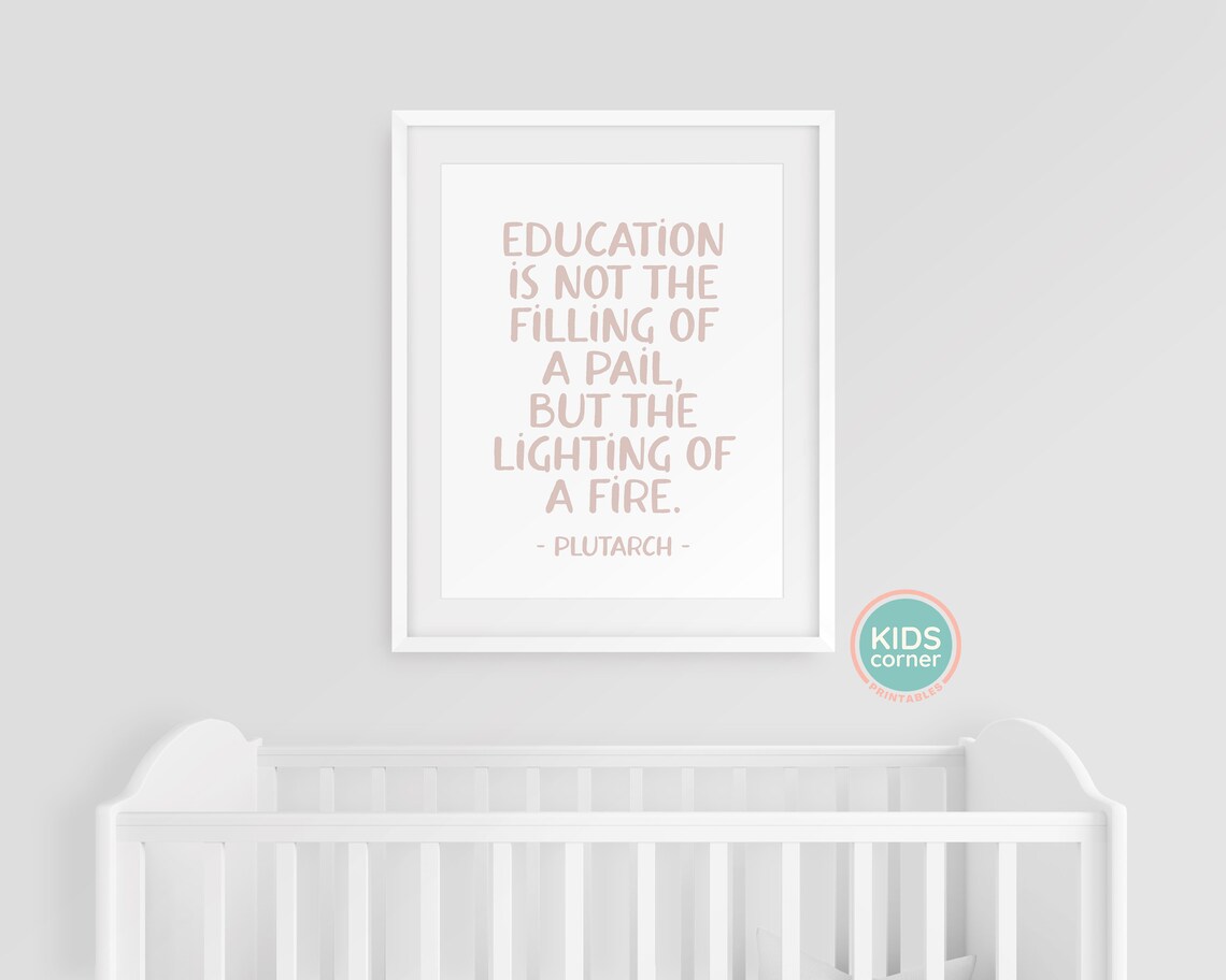 Education Is Not the Filling of a Pail Plutarch Quote Poster Taupe - Image 3