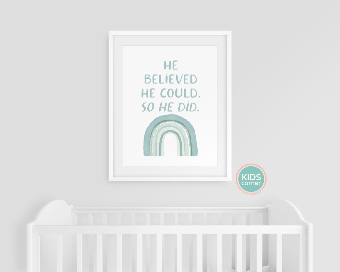 He Believed He Could So He Did Blue Rainbow Boys Room Poster - Image 3