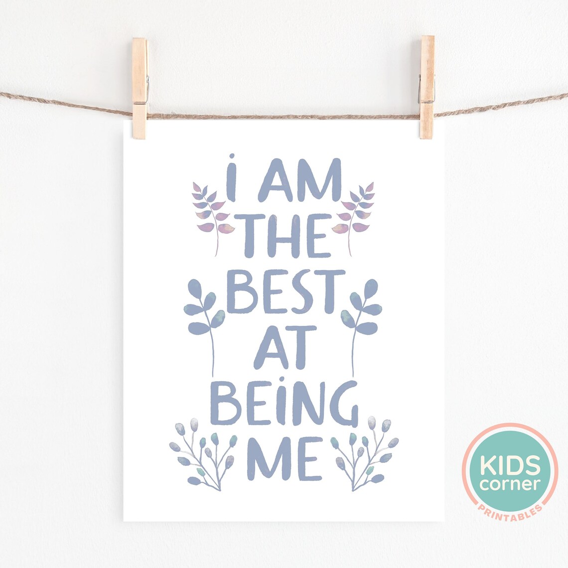 I Am The Best At Being Me Kids Self Love Botanical Quote Poster - Image 2