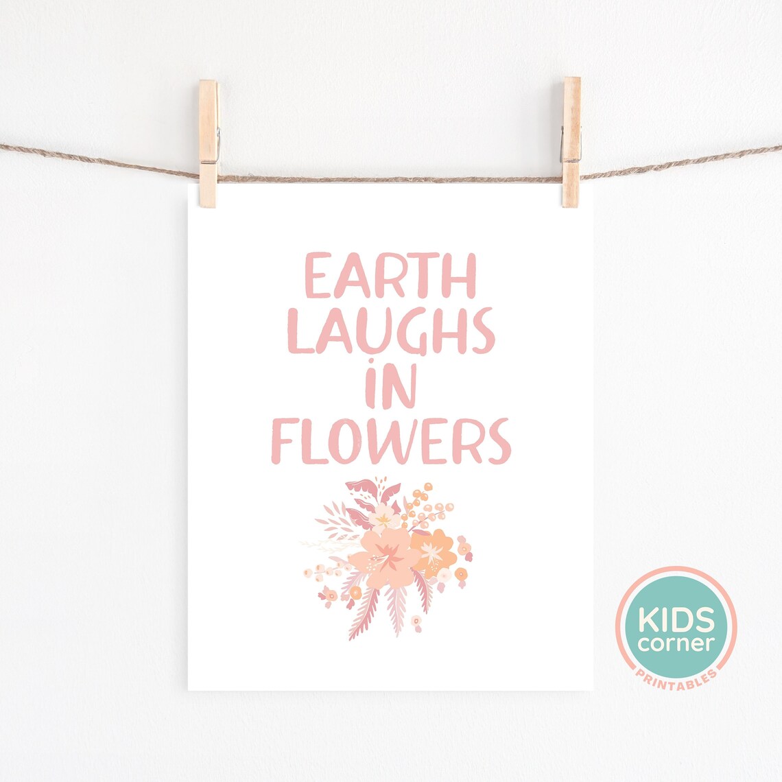Earth Laughs In Flowers Blush Pink Wildflower Bouquet Poster Gift