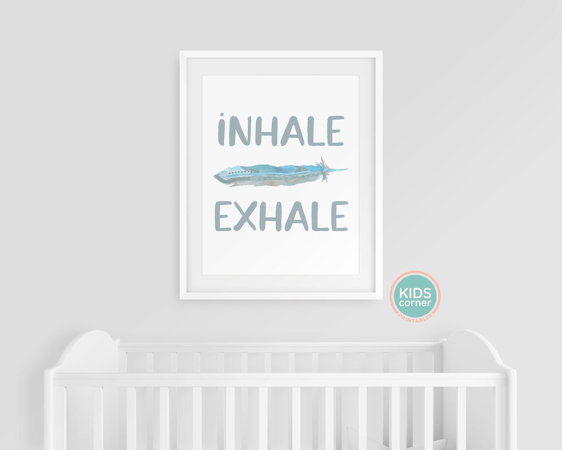 Inhale Exhale Calm Breathing Feather Mindfulness Serene Poster - Image 3