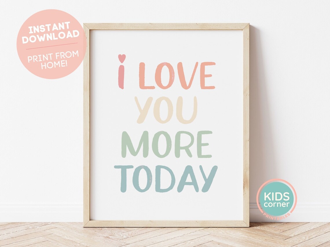 I Love You More Today Pastel Rainbow Typography Love Quote Poster