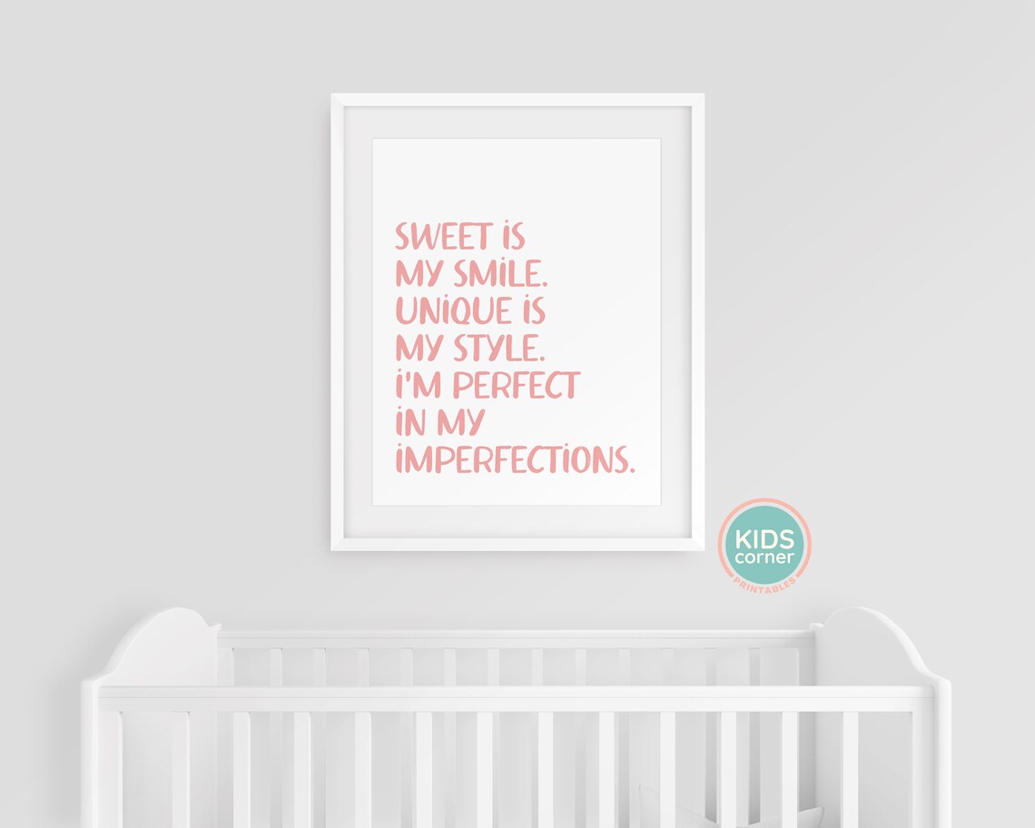 Sweet Is My Smile Pink Affirmation Girls Room Self Love Poster - Image 3