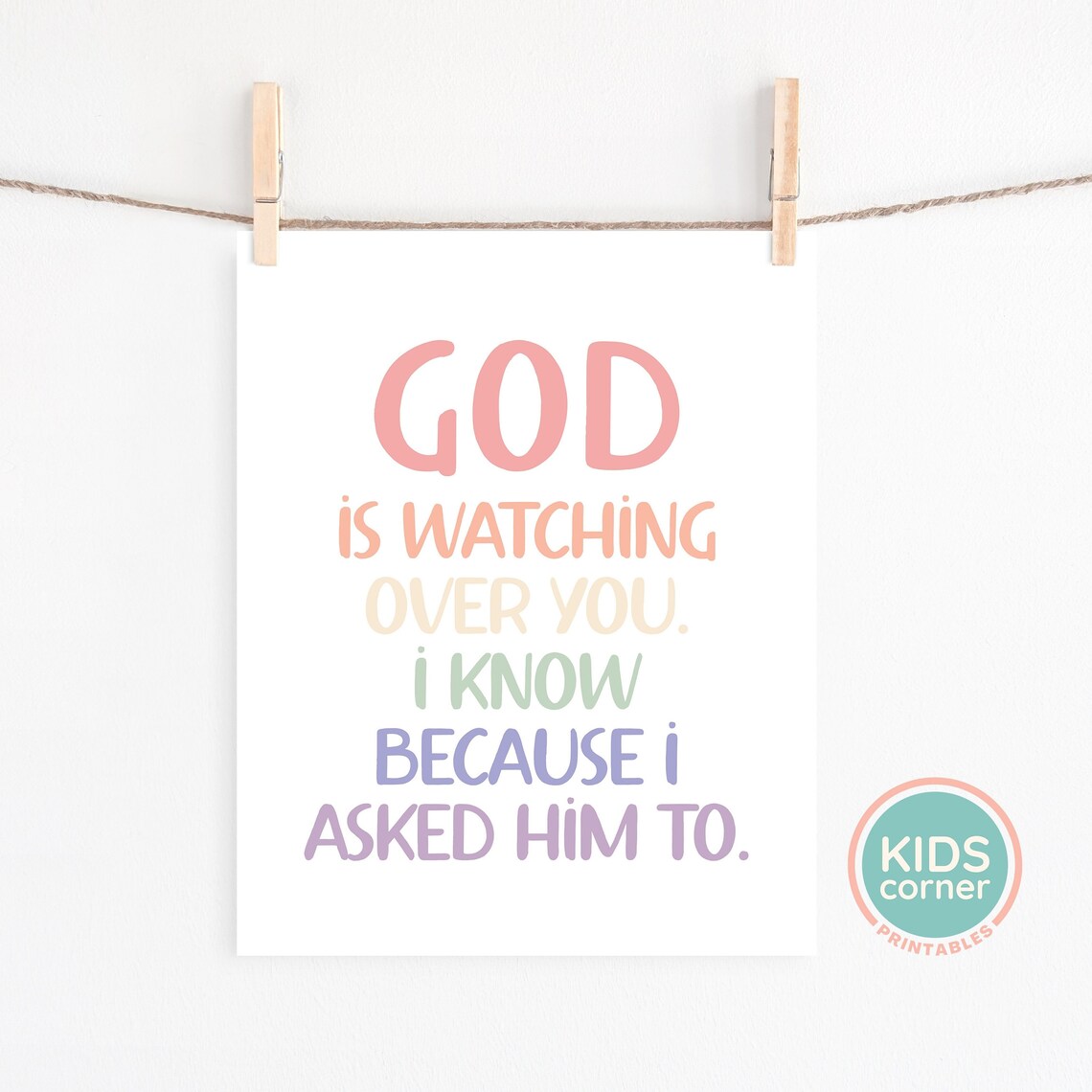 God Is Watching Over You Nursery Room Art Print - Image 2