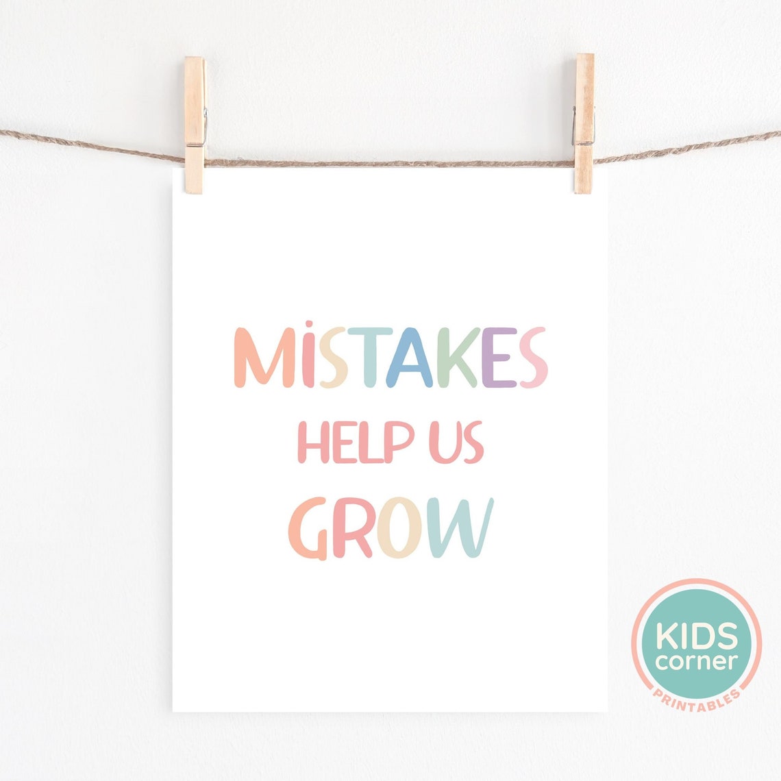 Mistakes Help Us Grow Pastel Hand Lettered Classroom Quote Poster - Image 2