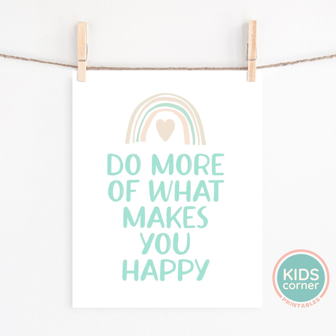 Do More Of What Makes You Happy Kids Pastel Rainbow Quote Poster - Image 2