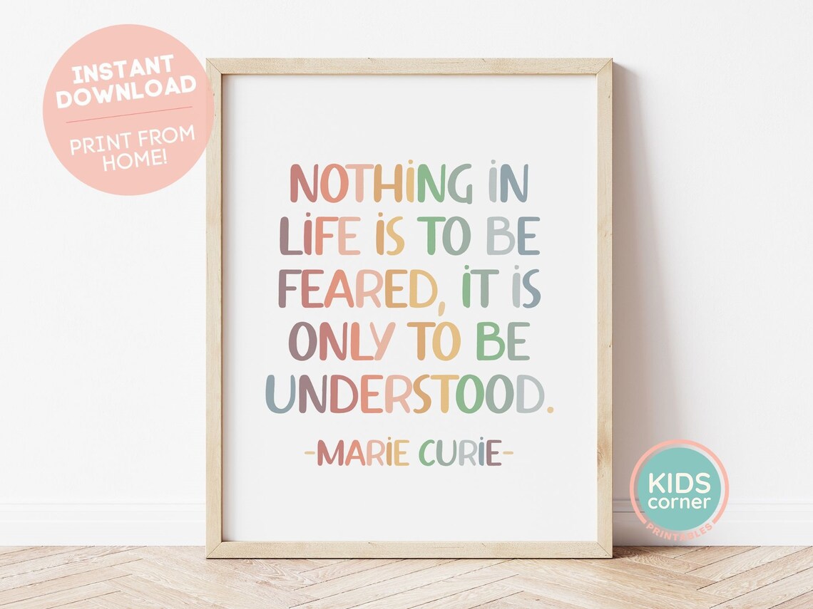 Nothing Is To Be Feared Marie Curie Quote Science Classroom Poster - Image 3