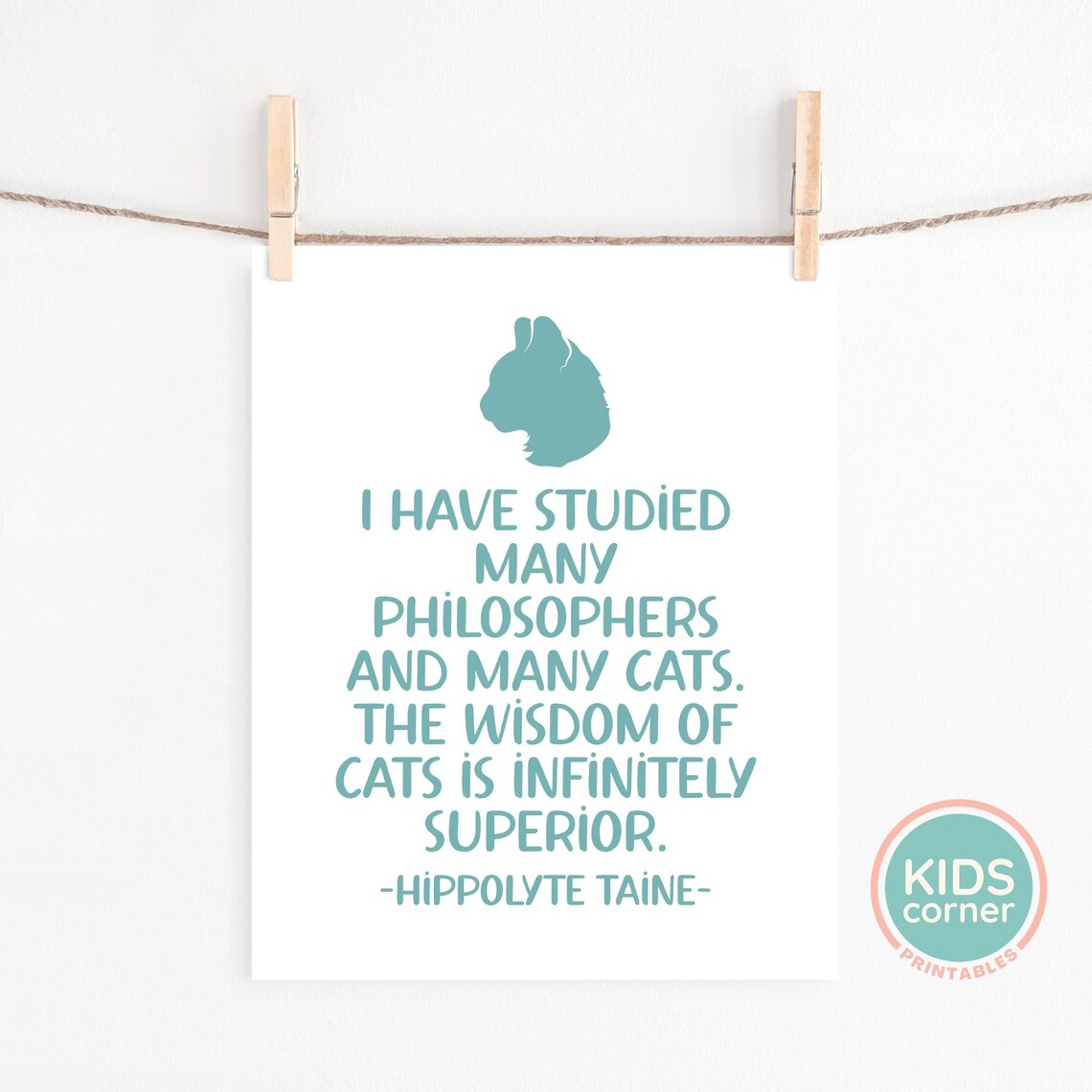 Wisdom Of Cats Quote Hippolyte Taine Cat Lover Wall Art Gift - Image 3