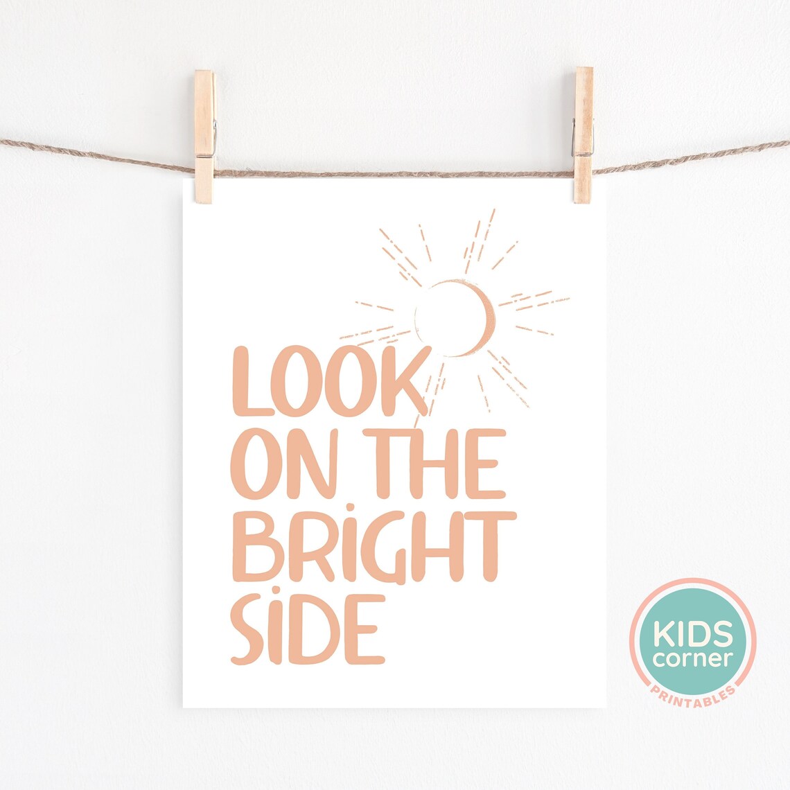 Look On The Bright Side Sunshine Kids Inspirational Quote Poster - Image 2