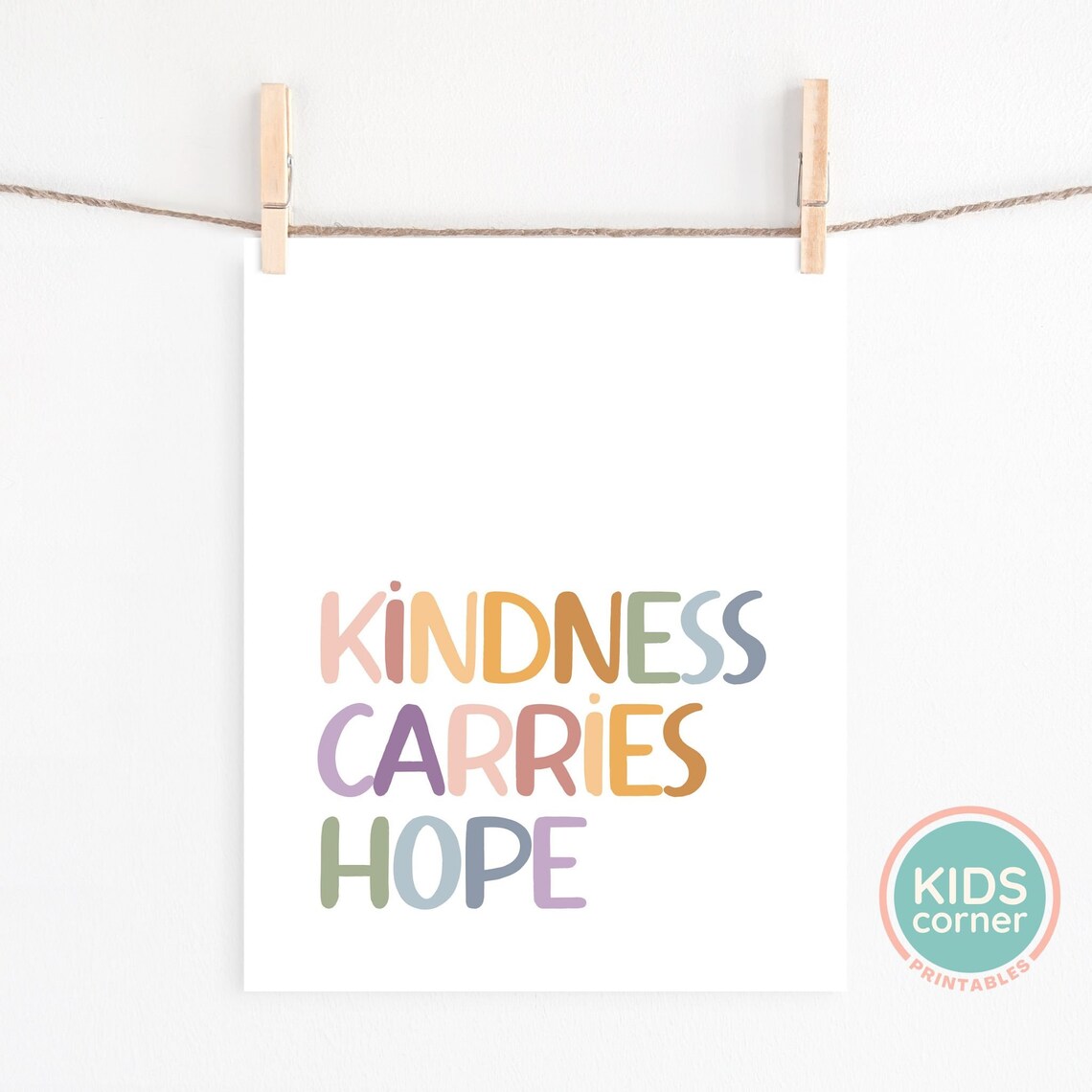 Kindness Carries Hope Colorful Pastel Hand Lettered Quote Poster - Image 2