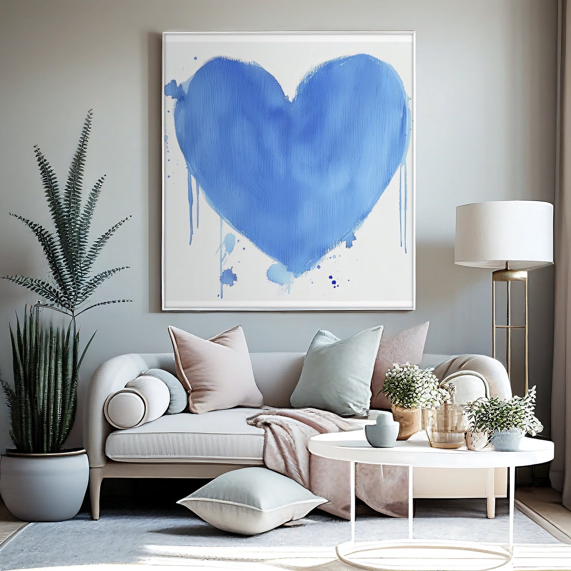 Heart Wall Art Bedroom Decor Teens Girls Room Decor Heart Print For Nursery Teenage Girl Decor Blue Wall Art Girly Wall Art - Image 2
