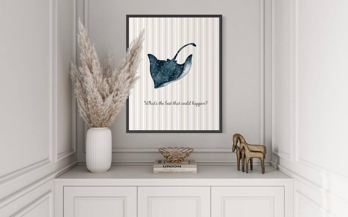 Whats The Best That Could Happen Manta Ray Vintage Wall Art Vintage Nursery Decor Ocean Nursery Wall Art Prints Ocean Animal Wall Art - Image 3