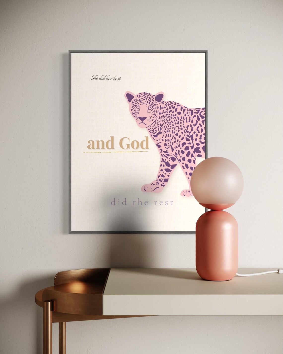 She Did Her Best and God Did the Rest Beige Leopard Faith Poster - Image 4