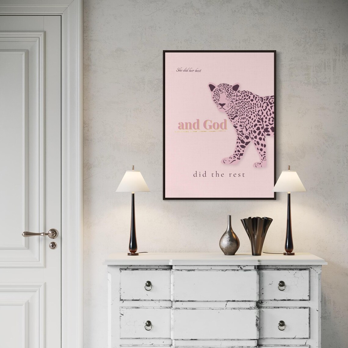 She Did Her Best and God Did the Rest Pink Leopard on Pink Poster - Image 5
