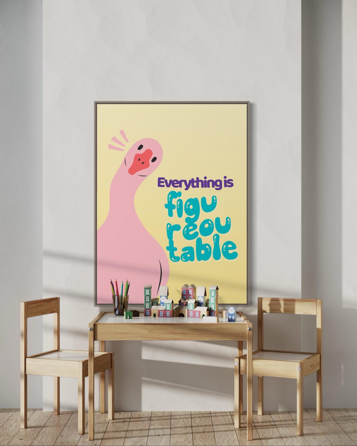 Everything Is Figureoutable Funny Pink Goose Kitchen Quote Poster - Image 4