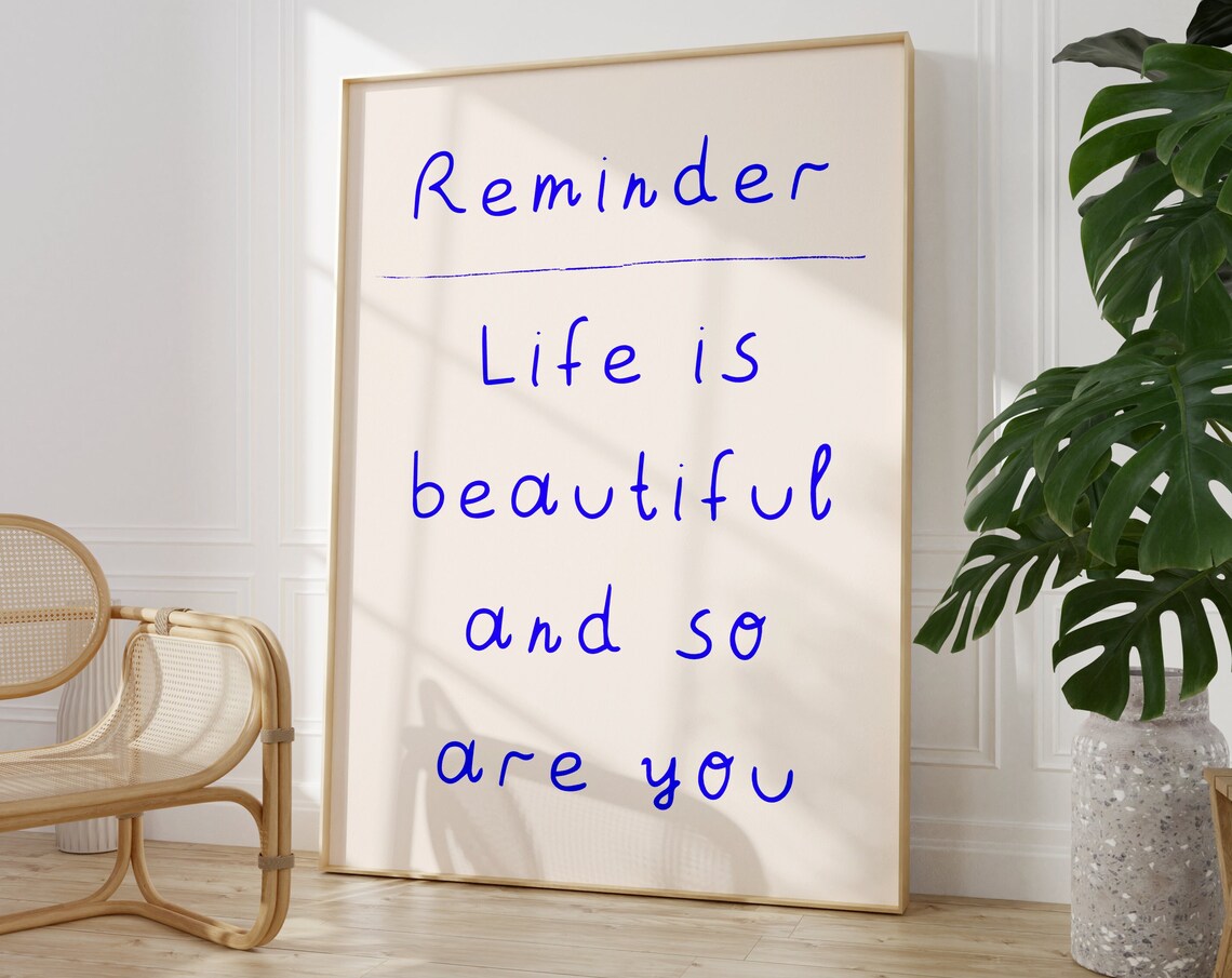 Life Is Beautiful Minimalist Positive Quote Poster