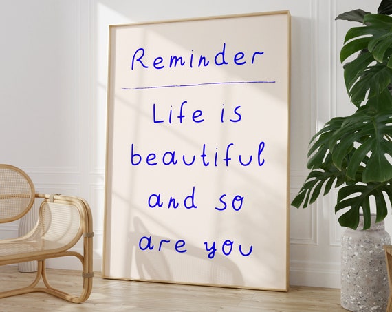 Life Is Beautiful Minimalist Positive Quote Poster