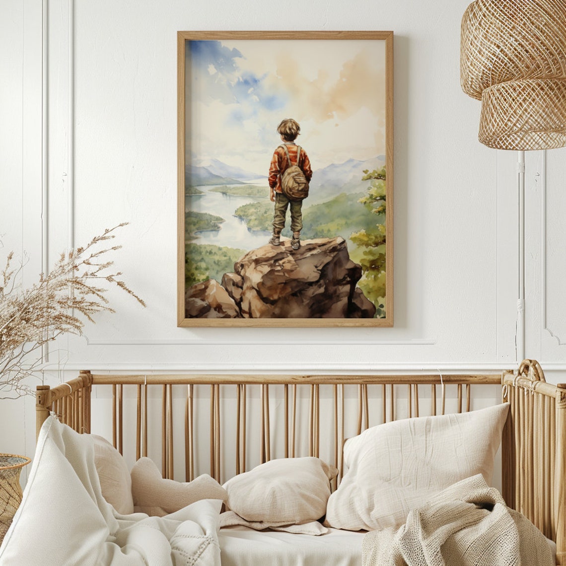 Boys Room Wall Art Nature Watercolor Painting Adventure Kids Nursery Print Wilderness Mountain Landscape Decor Artwork - Image 2