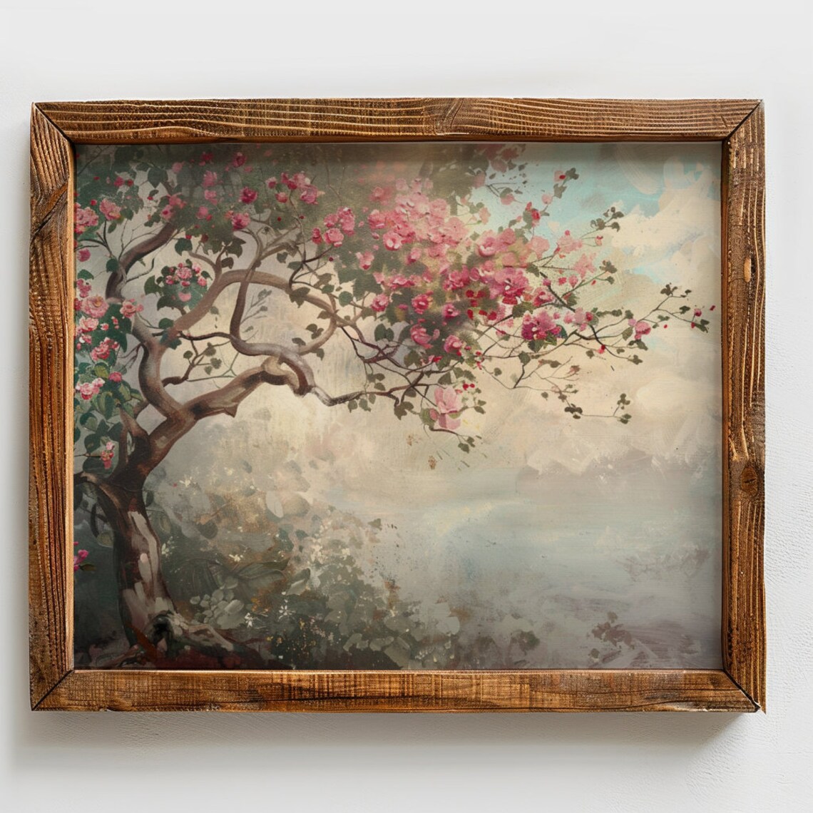 Pink Flowering Tree Twisted Branches Dreamy Pastel Botanical Poster - Image 2