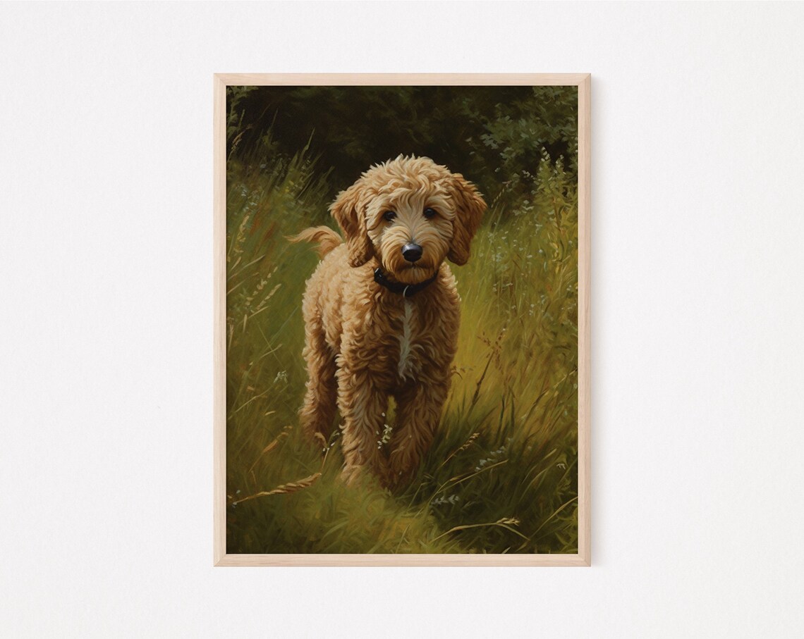 Golden Doodle Puppy Vintage Dog Wall Art Print - Image 2