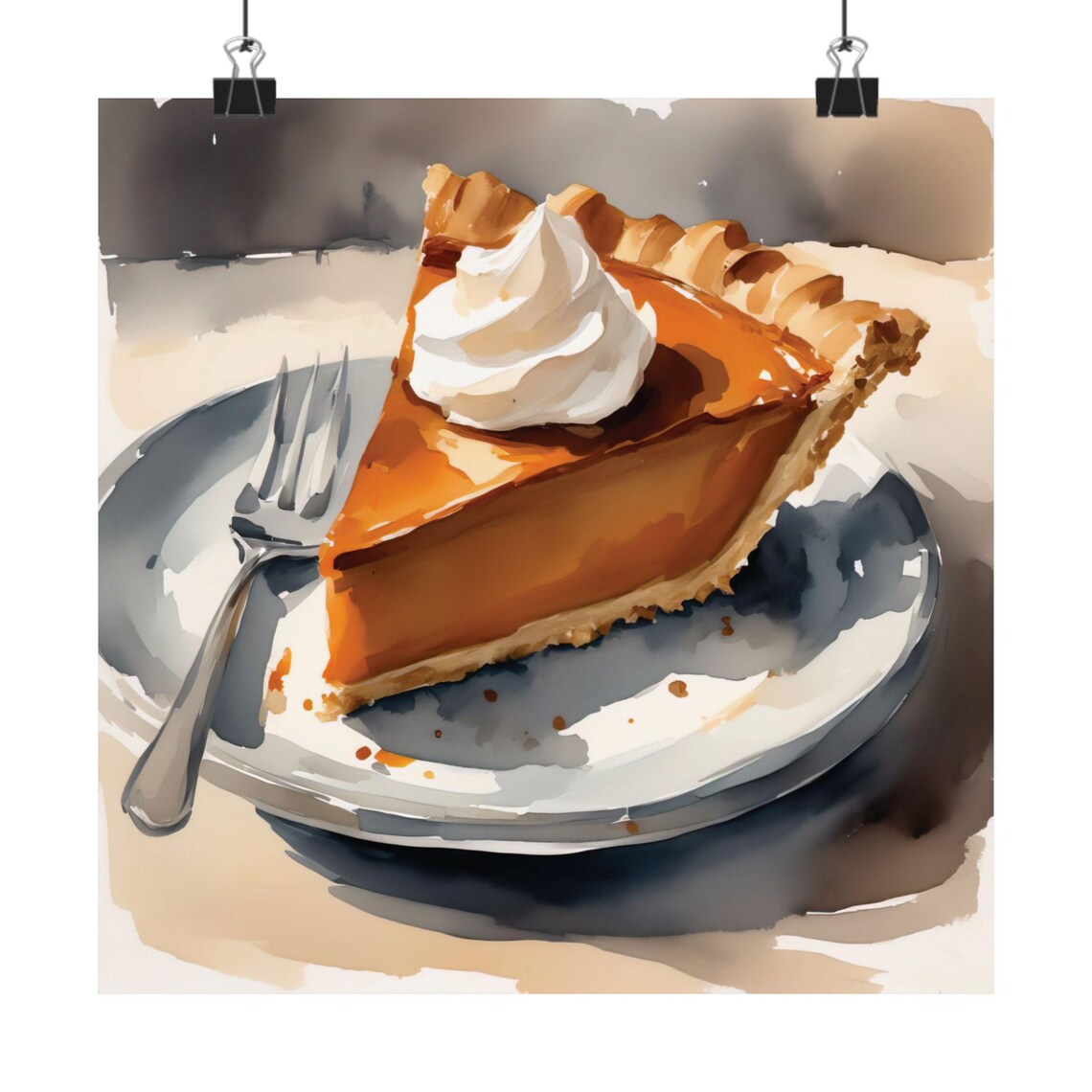 Pumpkin Pie Fall Watercolor Art Print