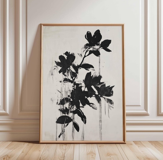 Black And White Floral Abstract Flower Art Print