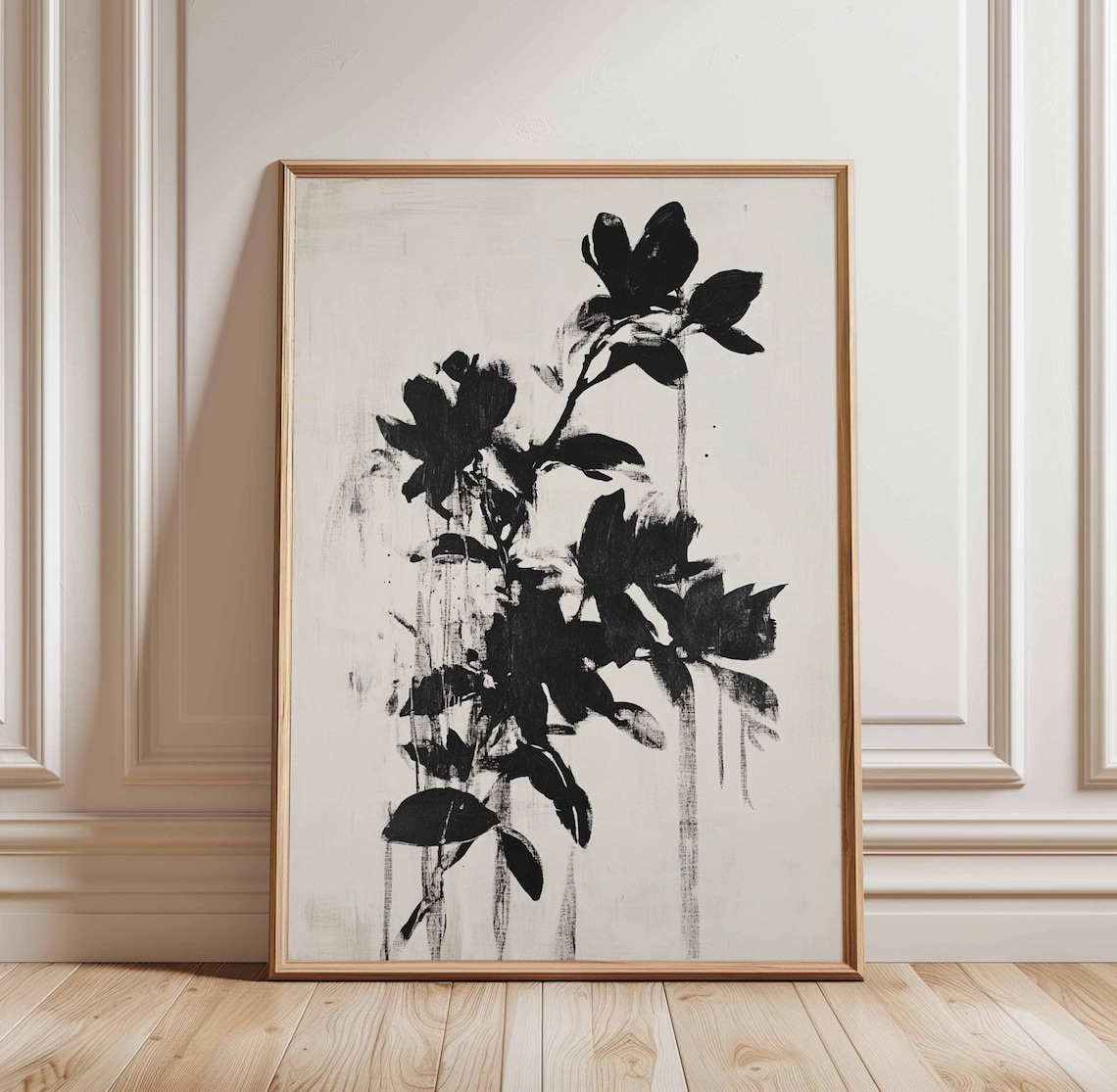 Black And White Floral Abstract Flower Art Print