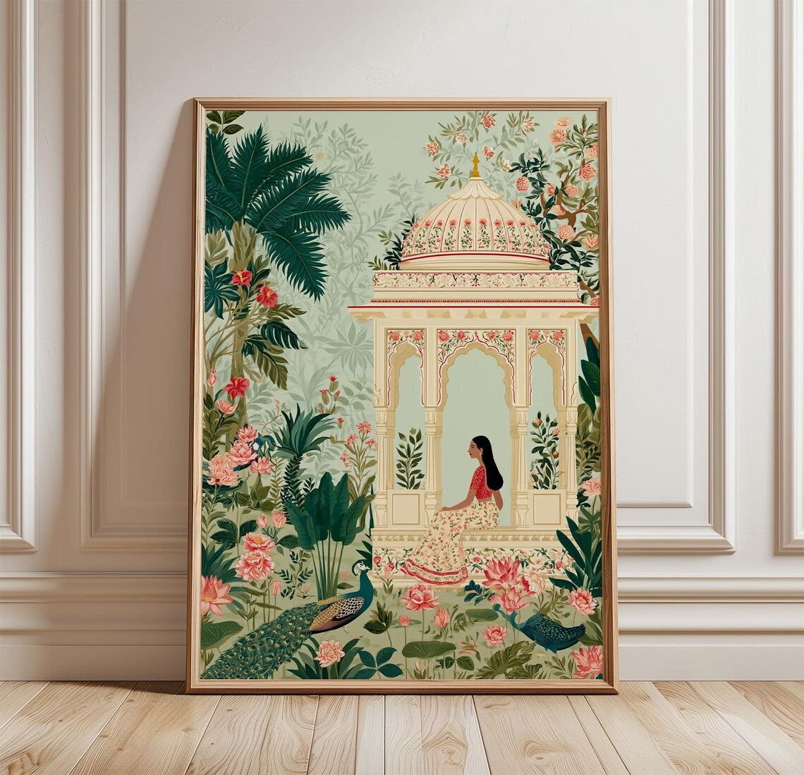 Indian Garden Pavilion Poster, Peacock Nature Print
