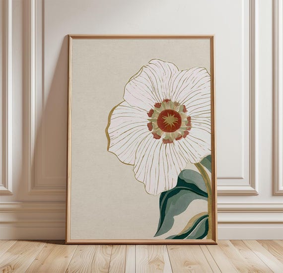 Hellebore Flower Poster, Minimalist Floral Art Print