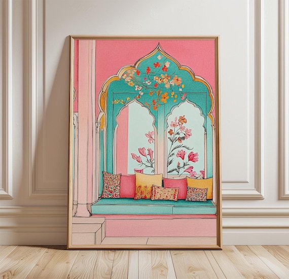 Jaipur Palace Travel Poster, Indian Architecture