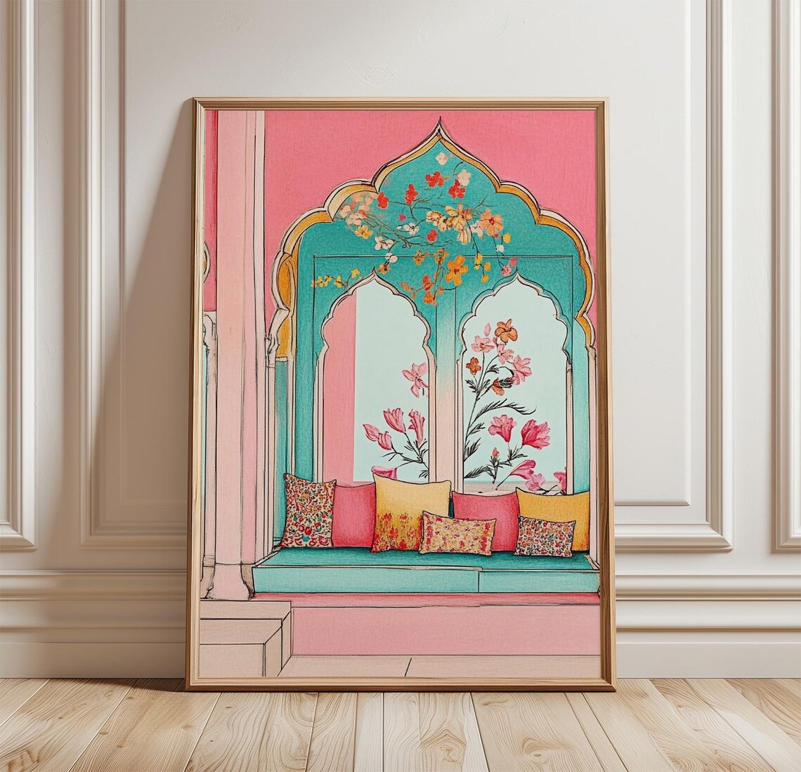 Jaipur Palace Travel Poster, Indian Architecture