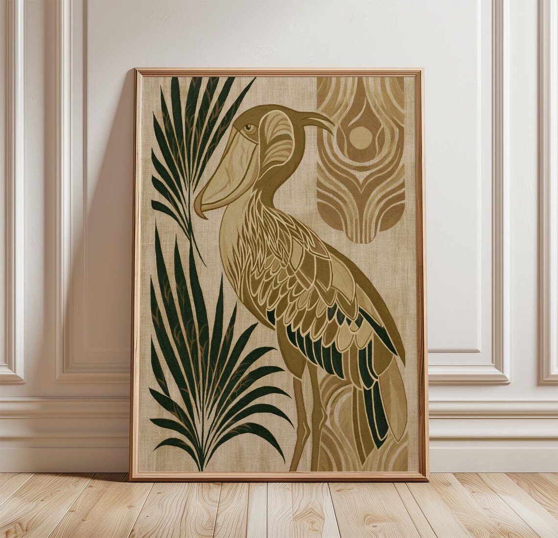 Shoebill Bird Poster, Botanical Wildlife Print