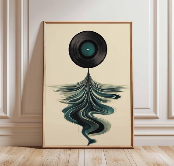 Abstract Vinyl Record Poster, Retro Music Art