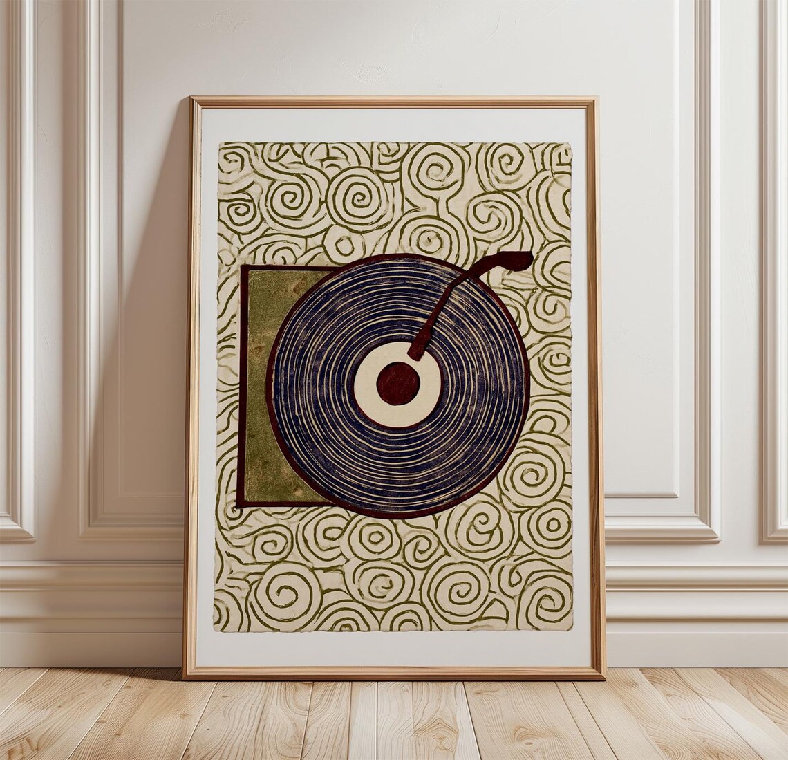 Vinyl Record Player, Mid Century Retro Music Print