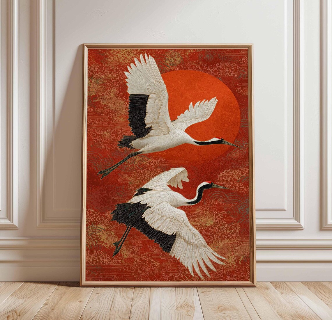 Japanese Crane Poster, Elegant Oriental Bird Print