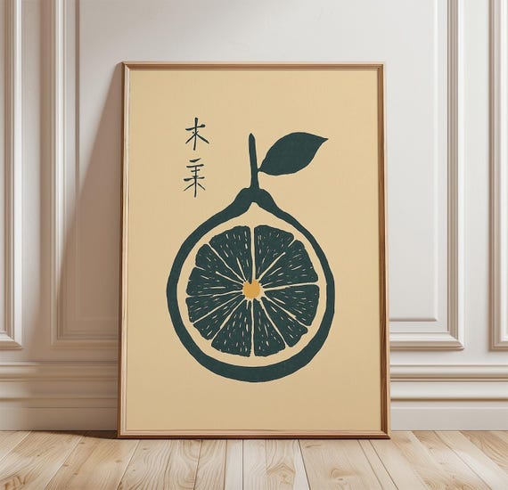 Citrus Slice, Minimal Fruit Kitchen Decor Art Print