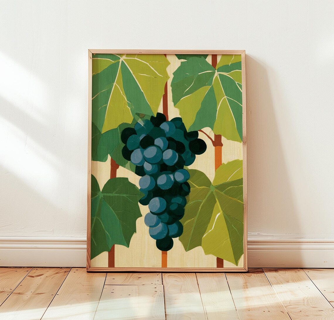 Grape Vine Vintage Botanical Art Print, Kitchen