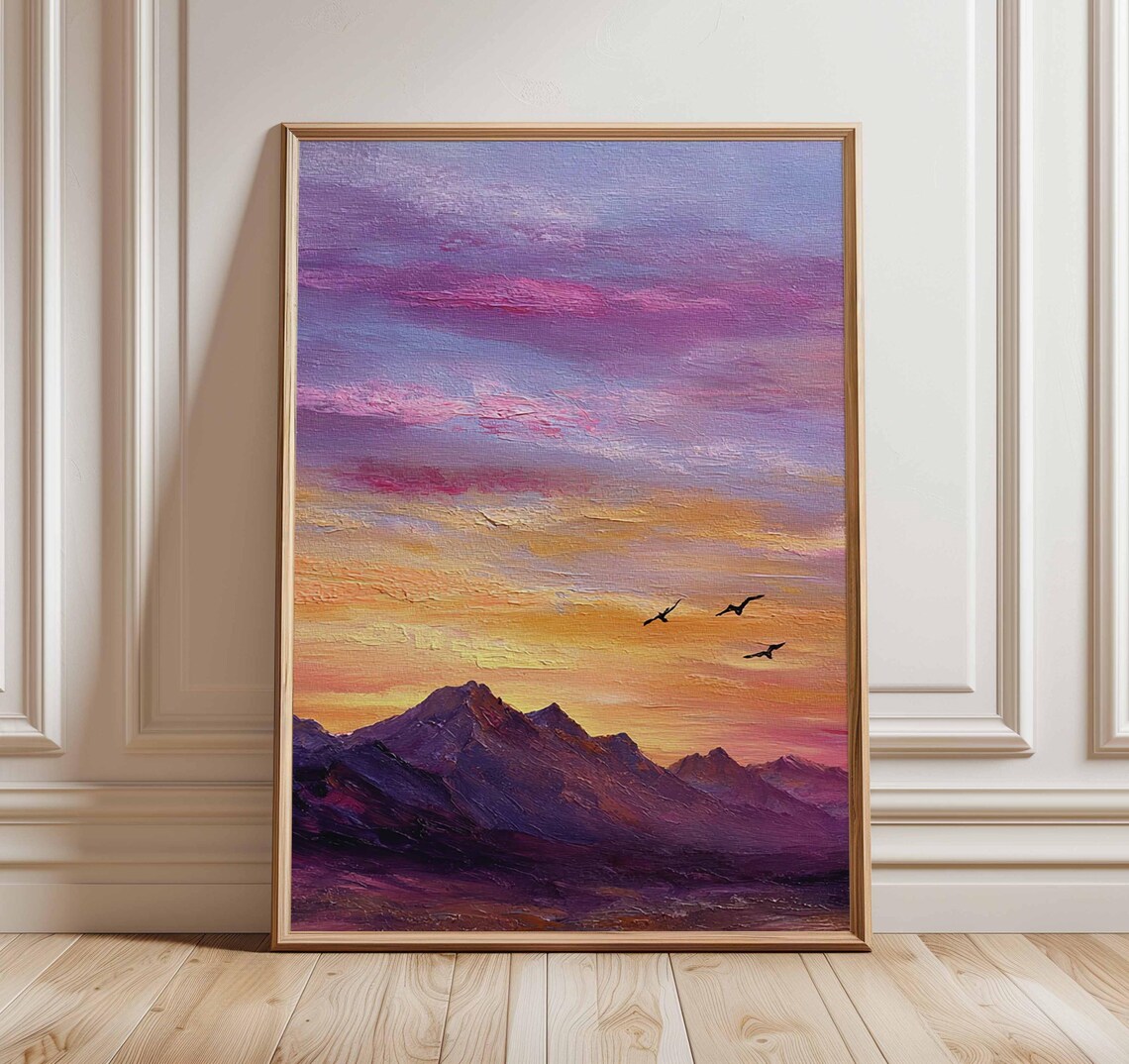 Sunset Mountain Landscape Poster, Nature Wall Art