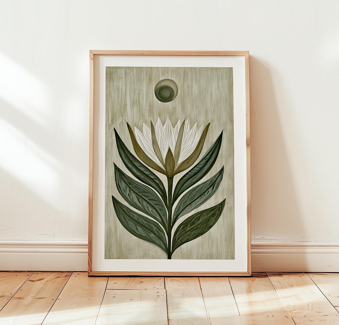 Botanical Flower Poster, Minimalist Nature Art Print