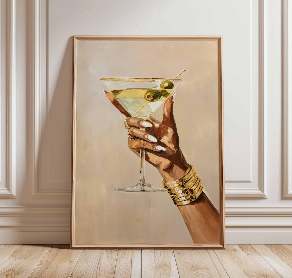 Chic Martini Glass Poster, Glam Bar Decor