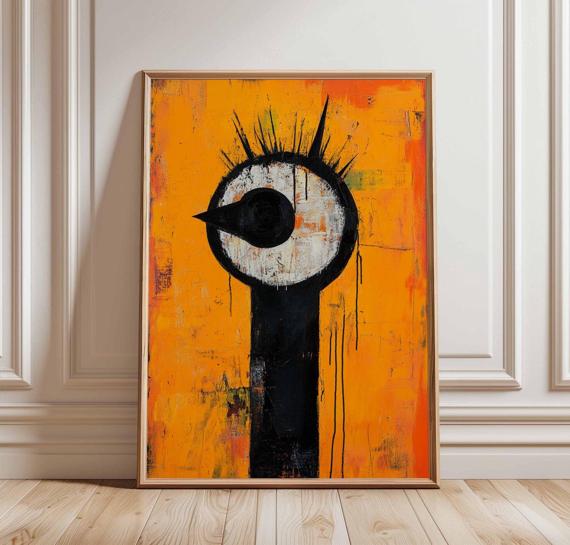 Abstract Orange Bird Eye Modern Minimalist Bright Home Decor Poster