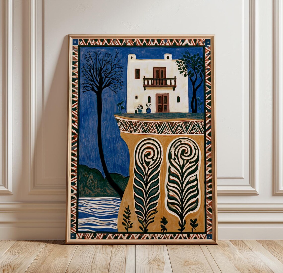 Mediterranean House Folk Art Landscape