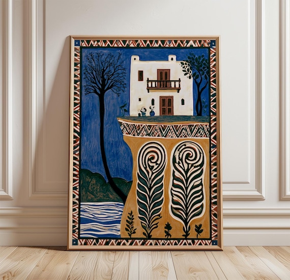 Mediterranean House Folk Art Landscape