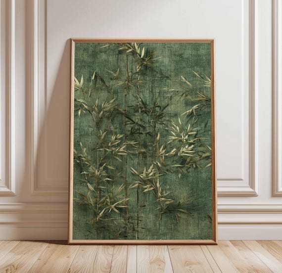 Bamboo Wall Art Print Japanese Botanical Poster Zen Nature Greenery Decor Elegant Minimalist Leaves Artwork