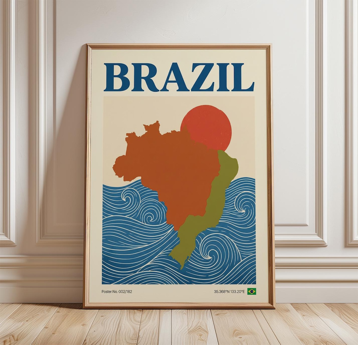 Brazil Map, Vintage Travel Poster
